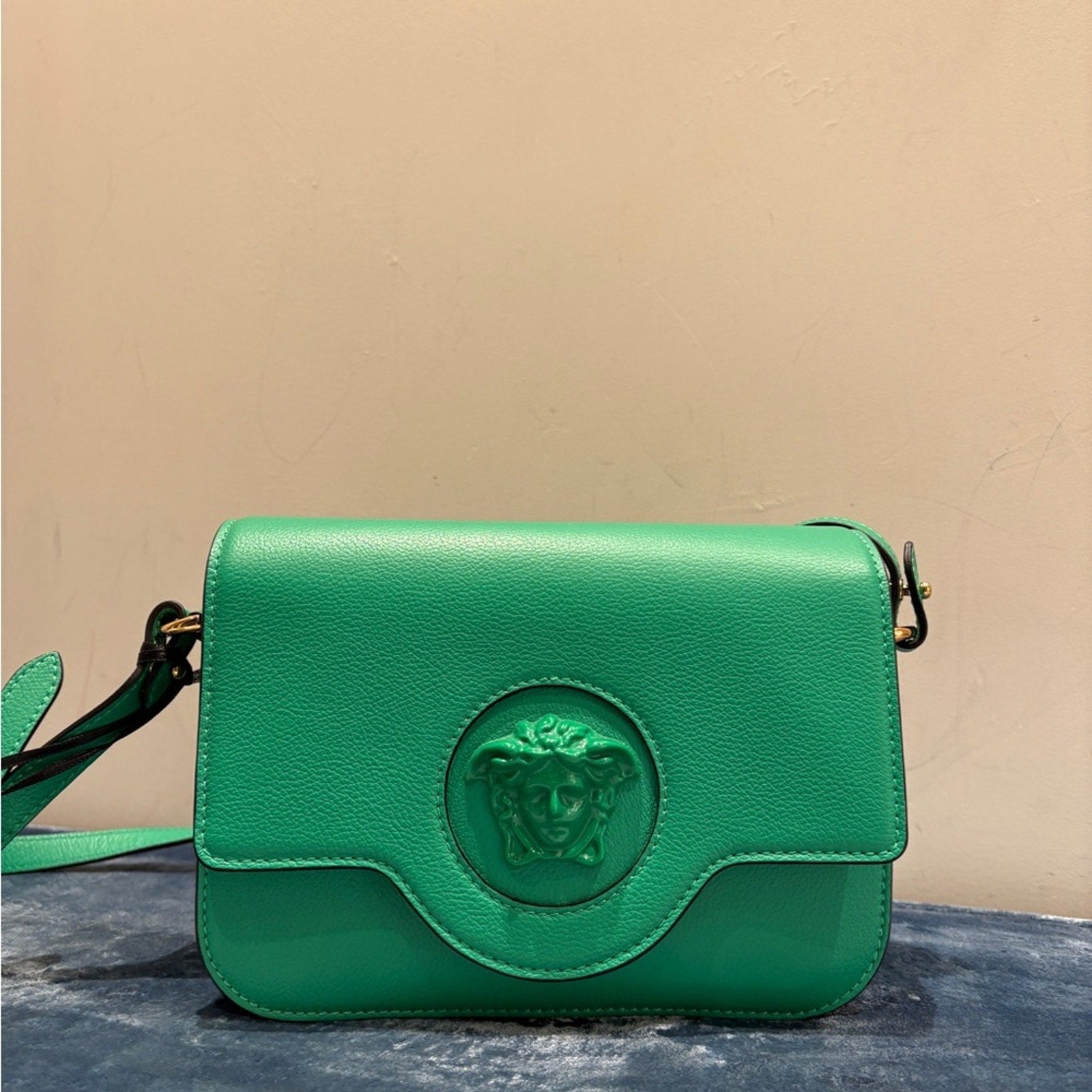 Versace Vibrant Green Crossbody Bag with Medusa NWT