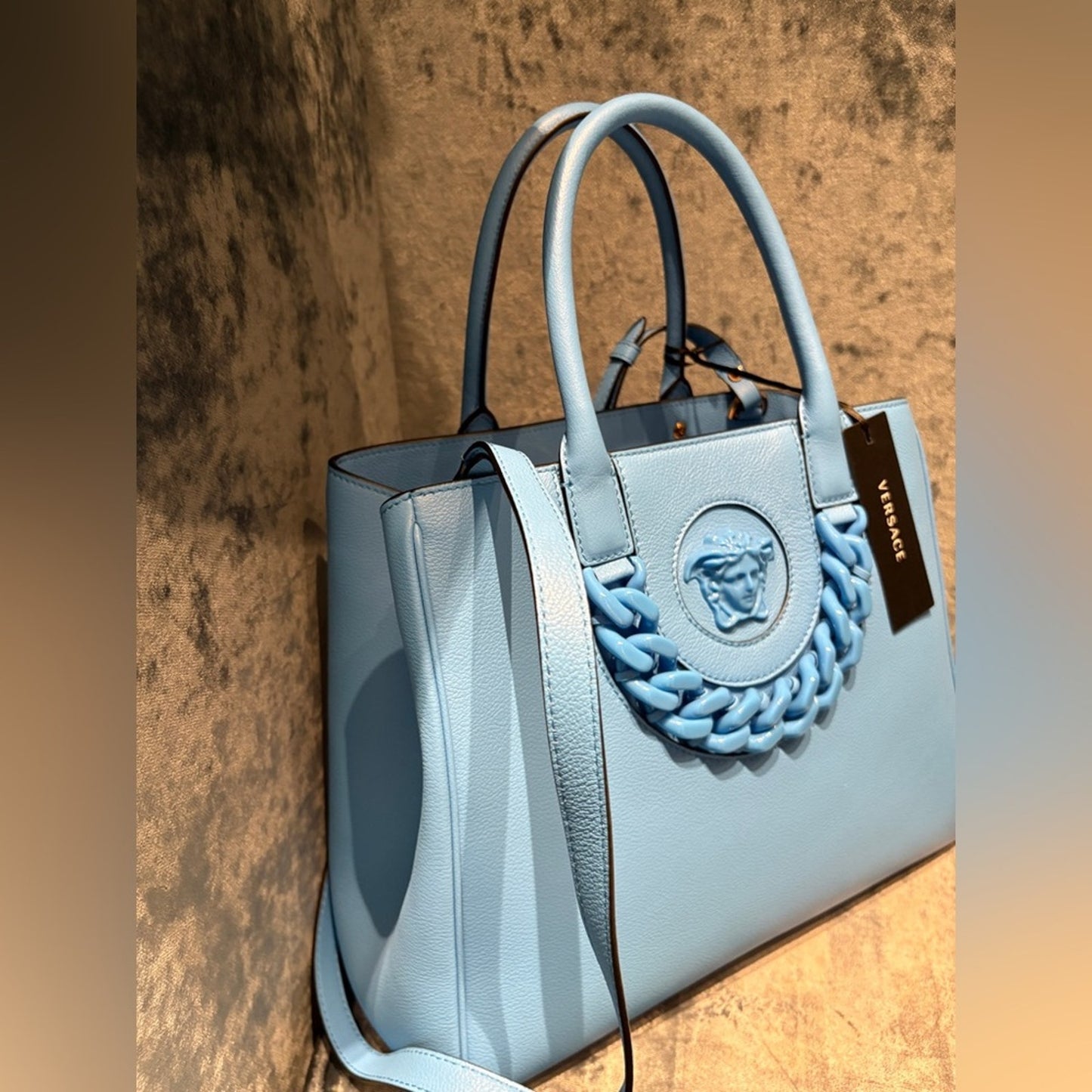Versace La Medusa Medium Tote Leather Top handle Bag