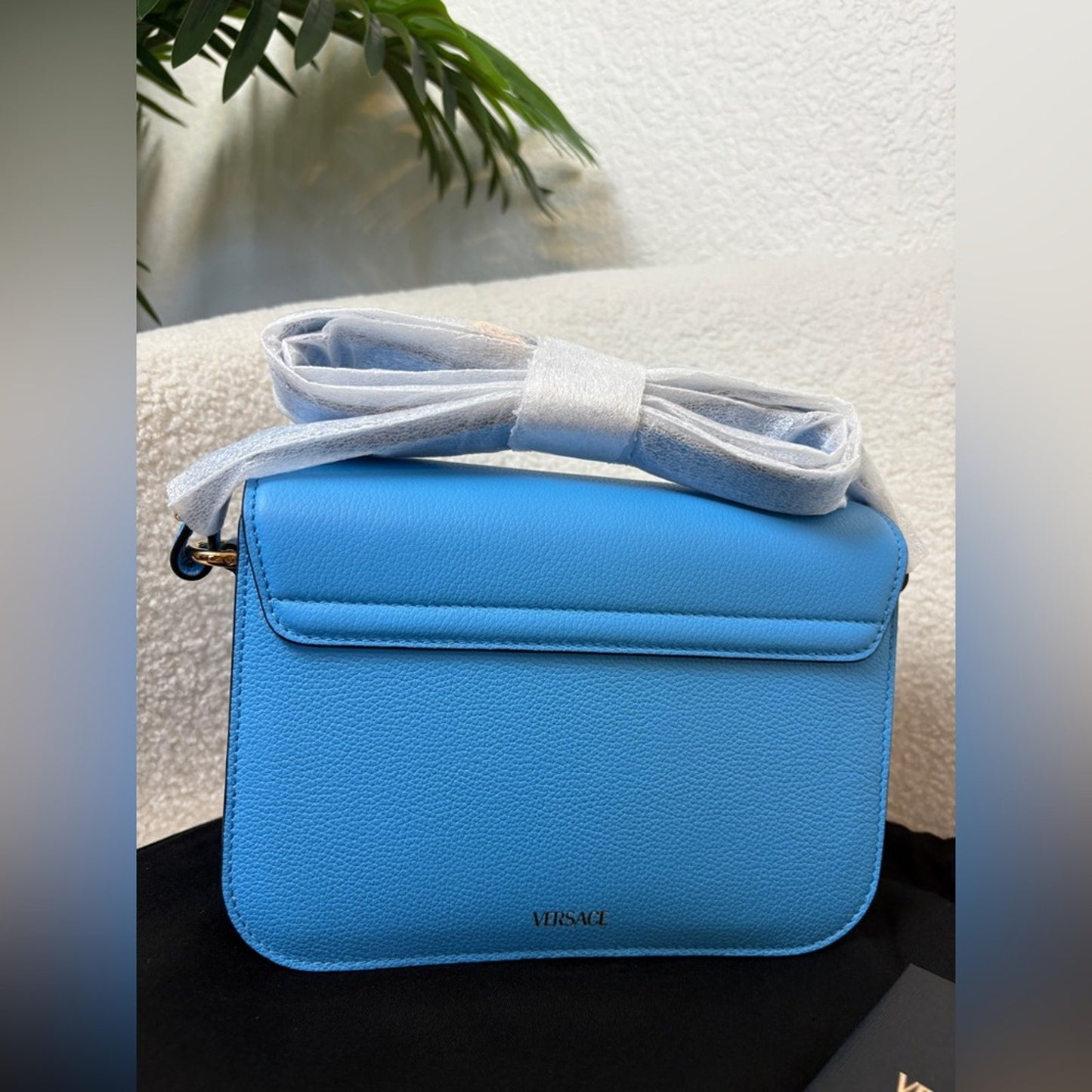 Versace Small La Medusa Shoulder Bag In Blue