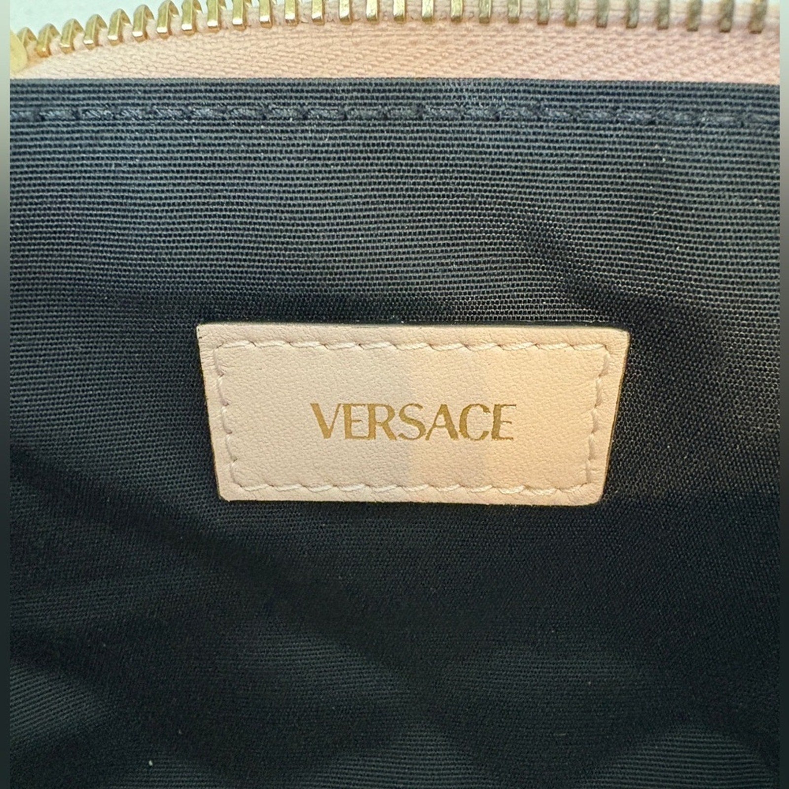 Versace Black and Pink Clutch with Gold Accents