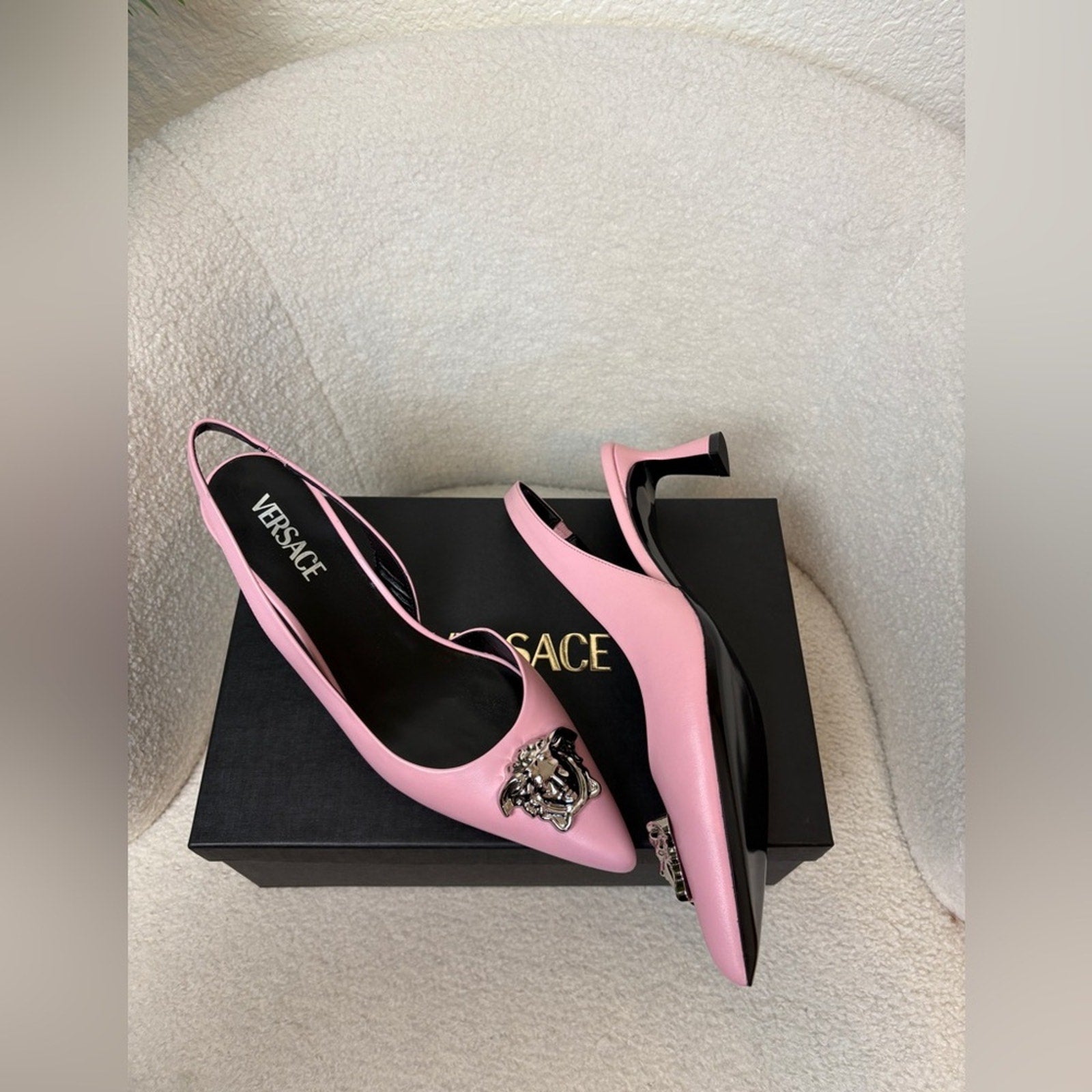 Versace Pink Medusa Women's Slingback Heels