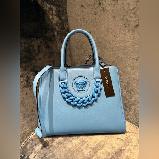 Versace La Medusa Medium Tote Leather Top handle Bag