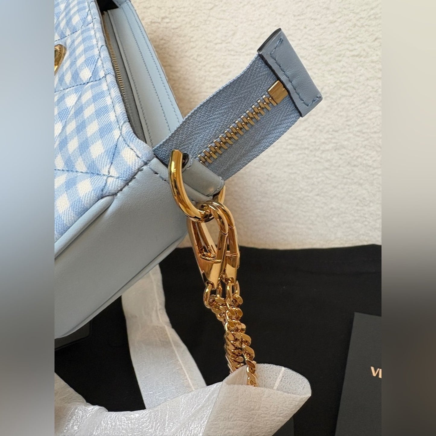 Versace Blue Checkered Women's Bag