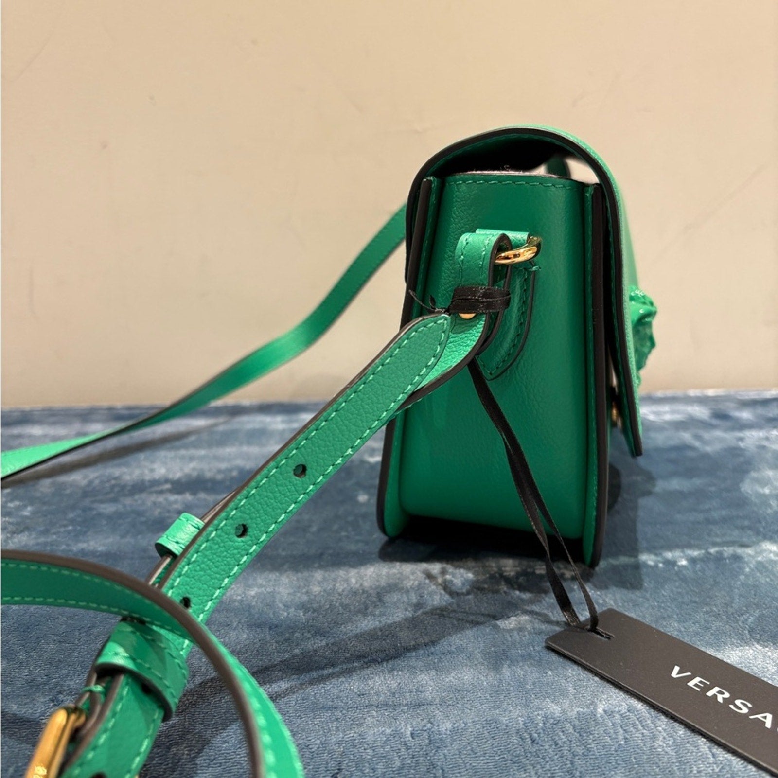 Versace Vibrant Green Crossbody Bag with Medusa NWT