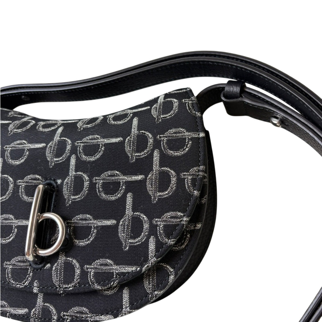 Burberry Mini Rocking Horse Saddle Bag – Black Wool Blend & Leather