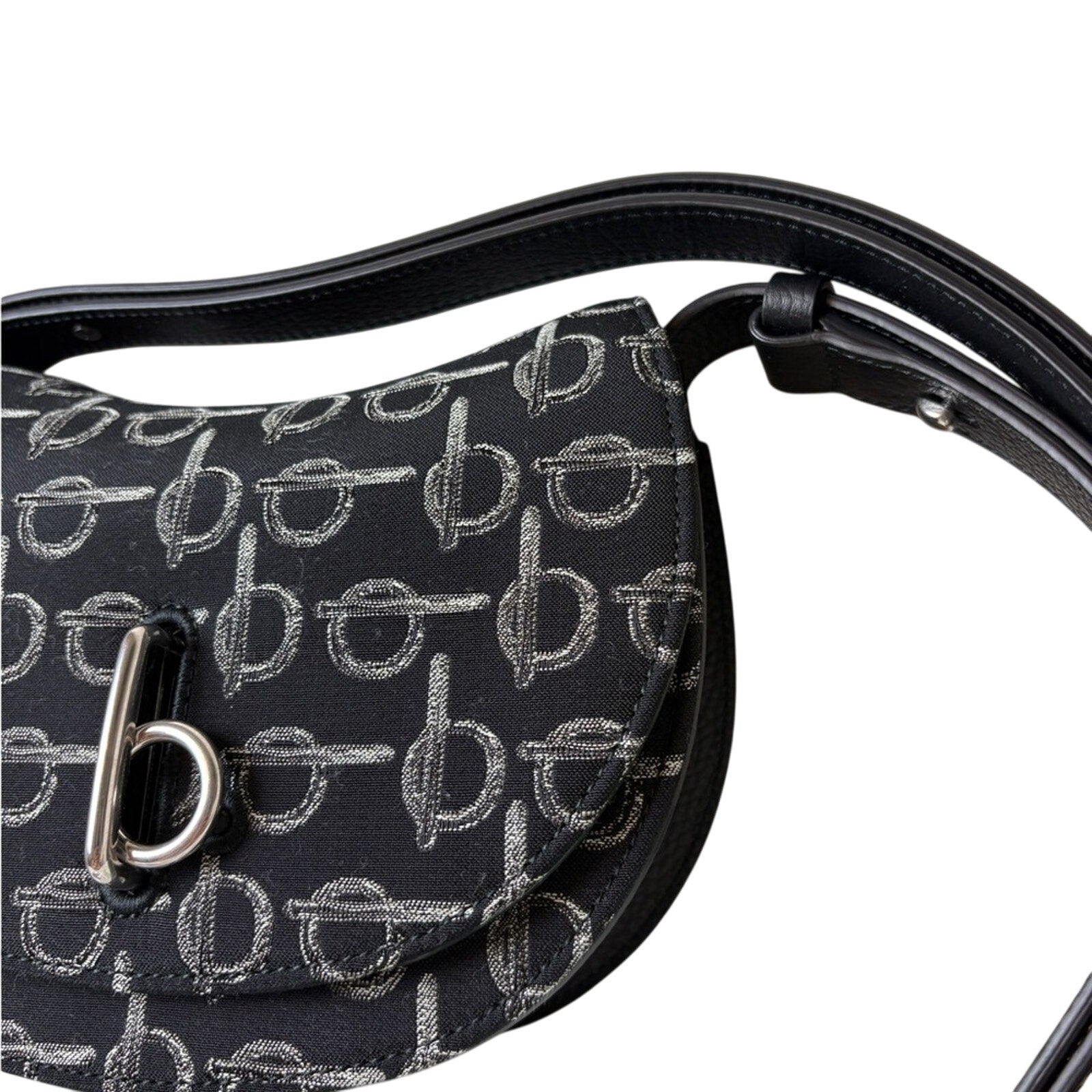 Burberry Mini Rocking Horse Saddle Bag – Black Wool Blend & Leather
