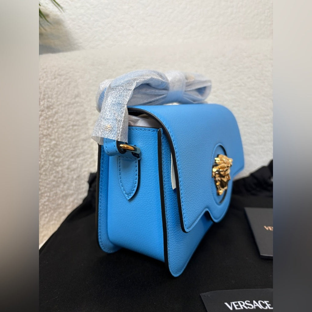 Versace Small La Medusa Shoulder Bag In Blue