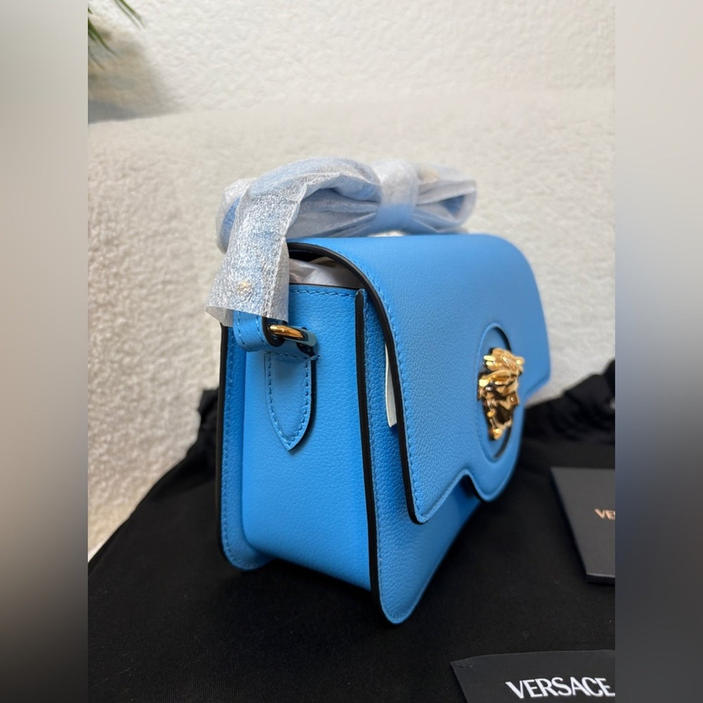 Versace Small La Medusa Shoulder Bag In Blue
