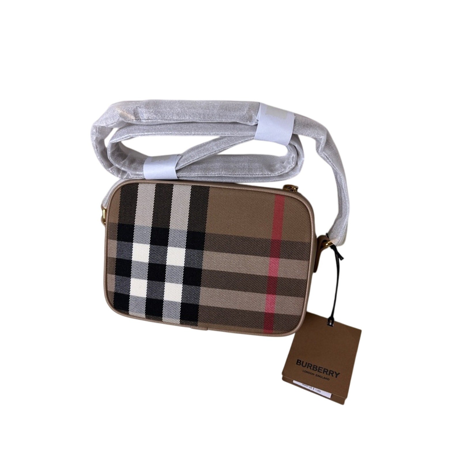 Burberry Checkered Crossbody camera Bag beige small