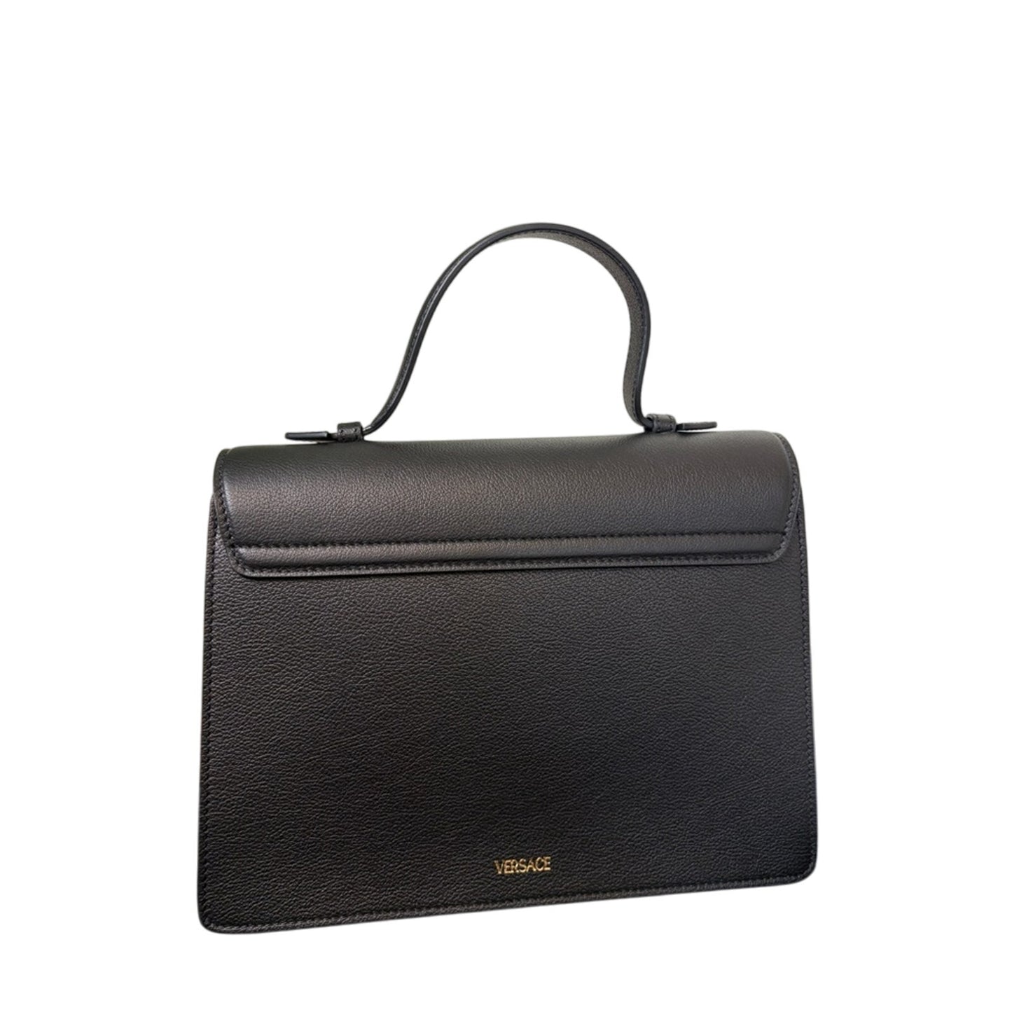 Versace Medusa flap Black Leather Handbag with crossbody strap