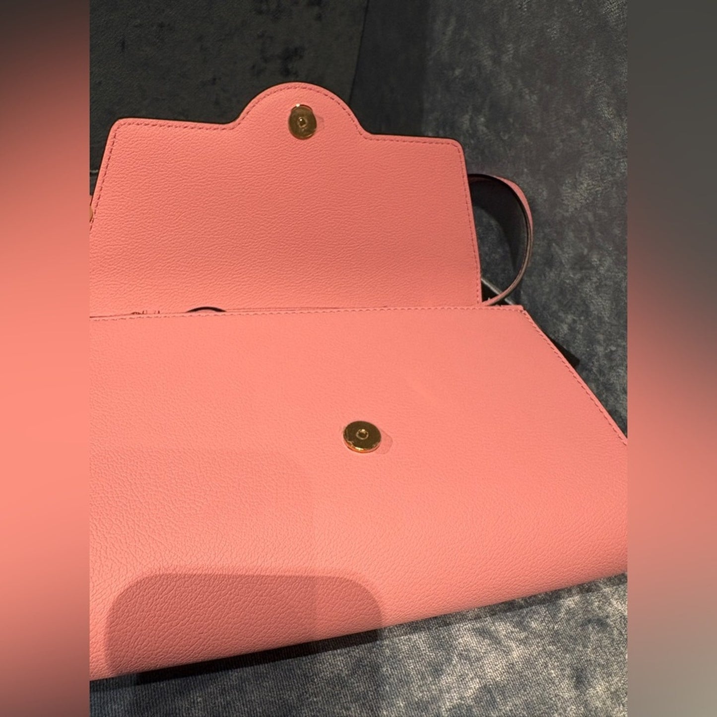 Versace Pink Leather Clutch/ crossbody with Medusa Logo