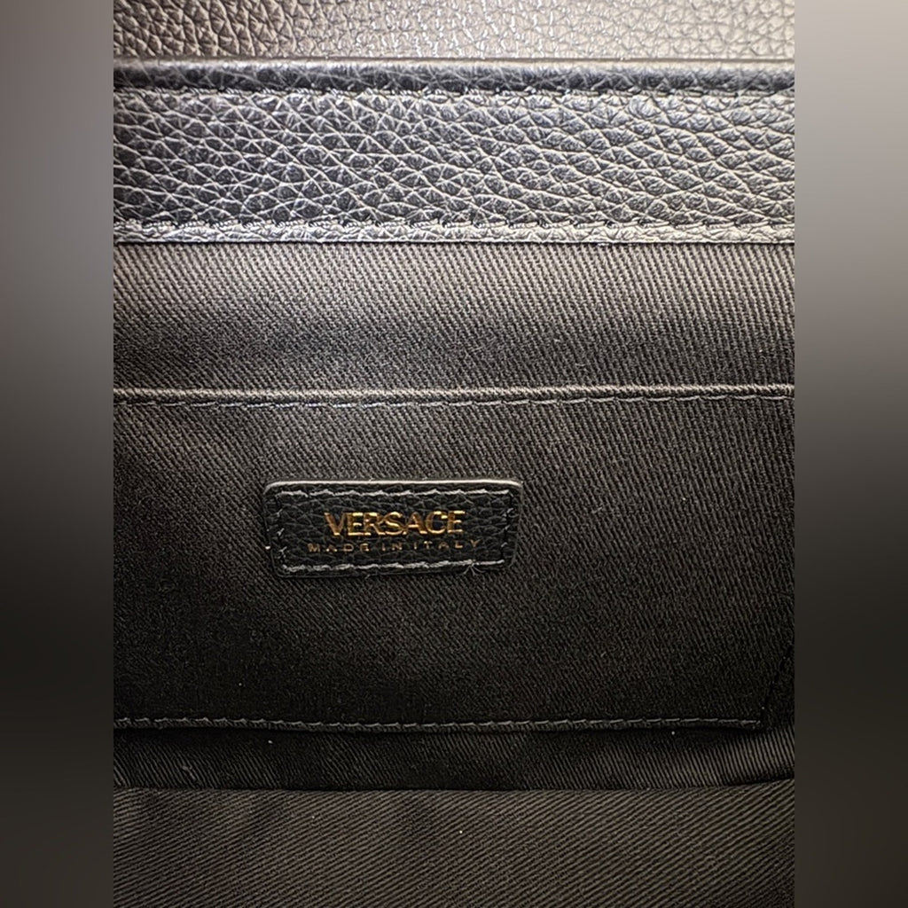 Versace Virtus Black Leather Shoulder Bag/crossbody bag  NWT