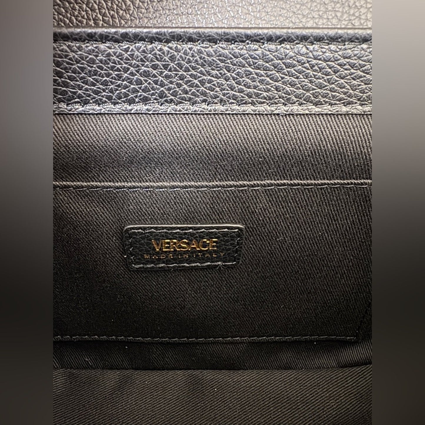 Versace Virtus Black Leather Shoulder Bag/crossbody bag  NWT