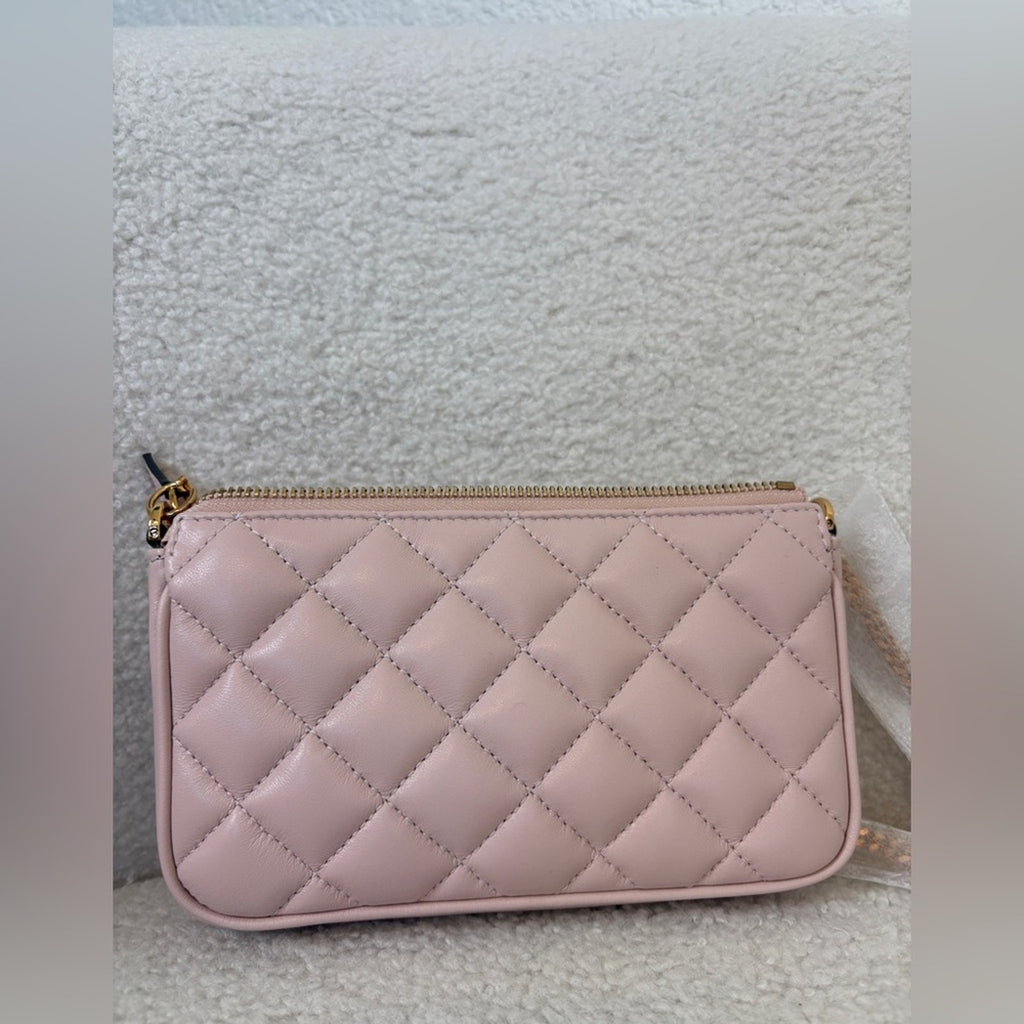 Versace Black and Pink Clutch with Gold Accents