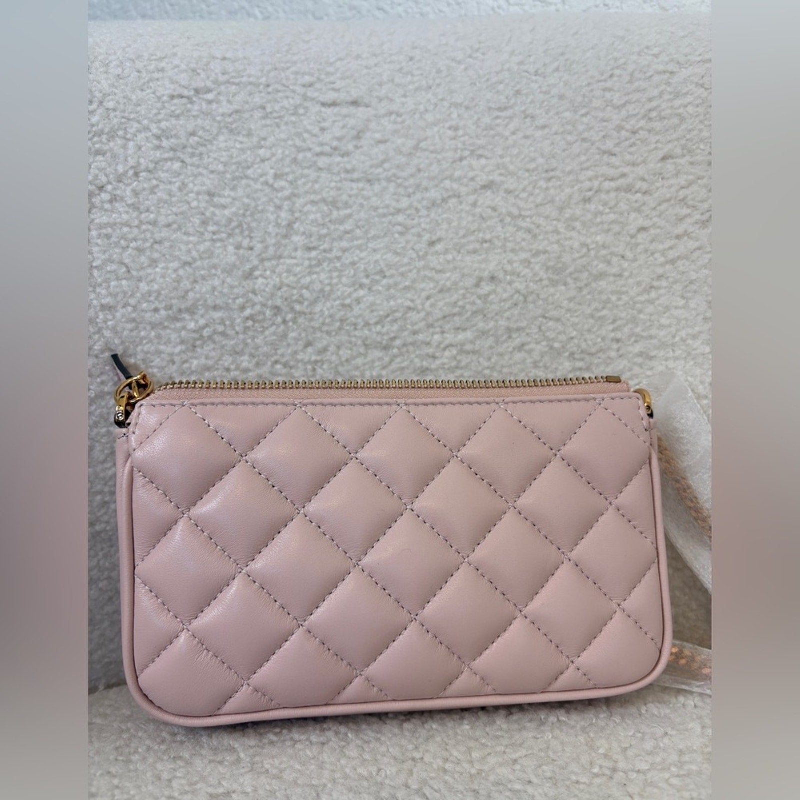 Versace Black and Pink Clutch with Gold Accents