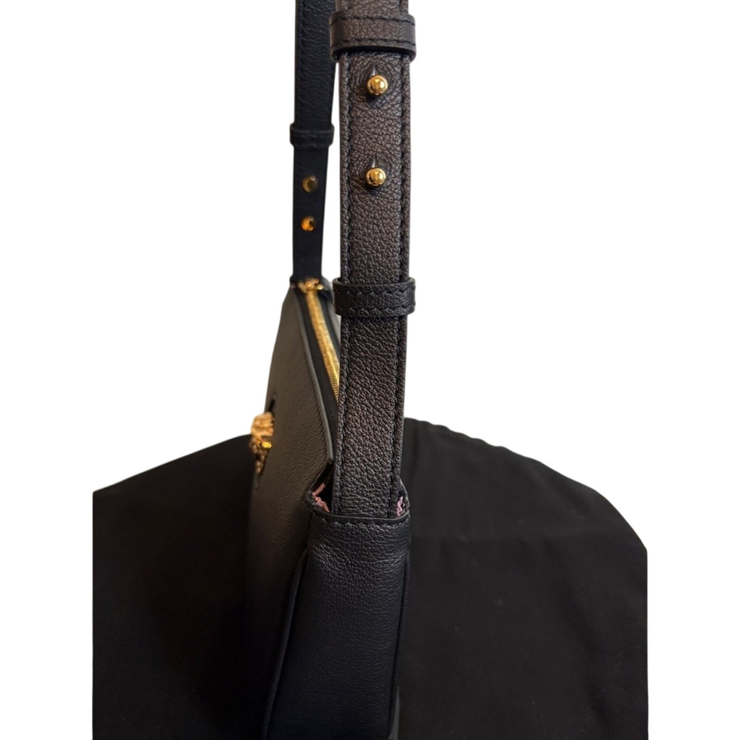 Versace Grained Calfskin Medusa Shoulder Bag BlacK