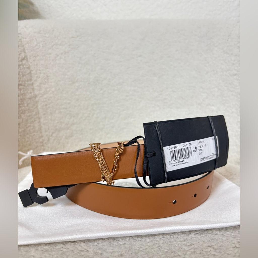 Black virtus Logo belt brown