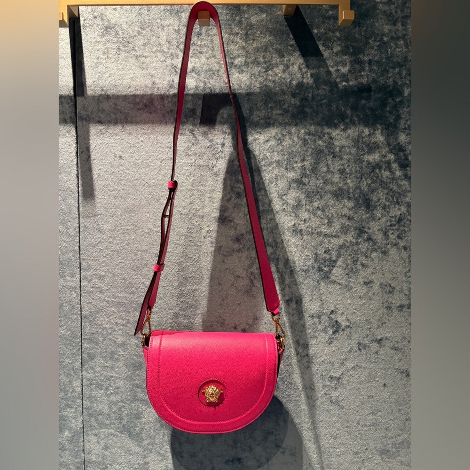 Versace Pink Medusa Leather Crossbody Bag – Gold Hardware