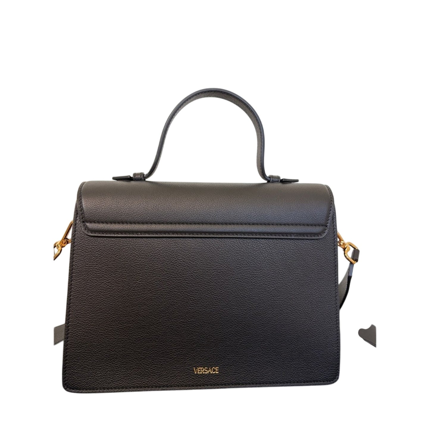 Versace Medusa flap Black Leather Handbag with crossbody strap