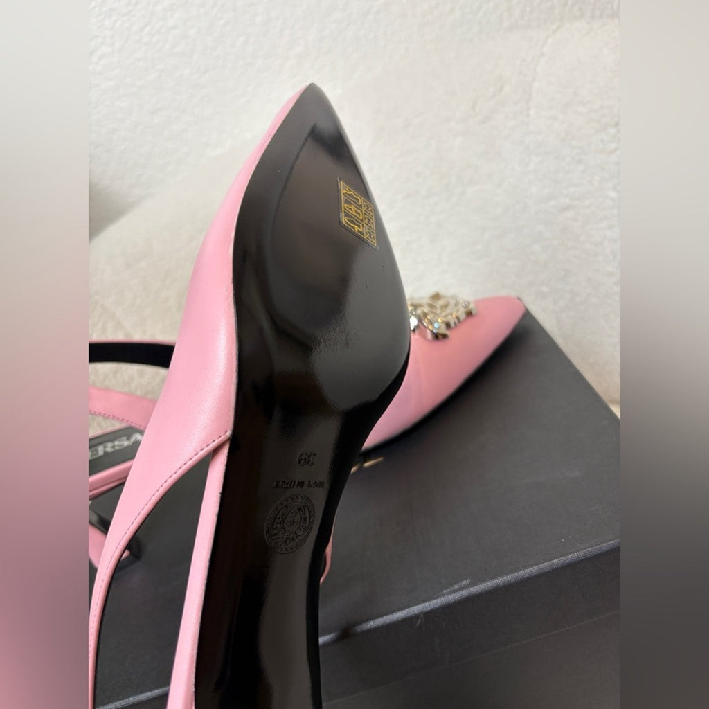 Versace Pink Medusa Women's Slingback Heels