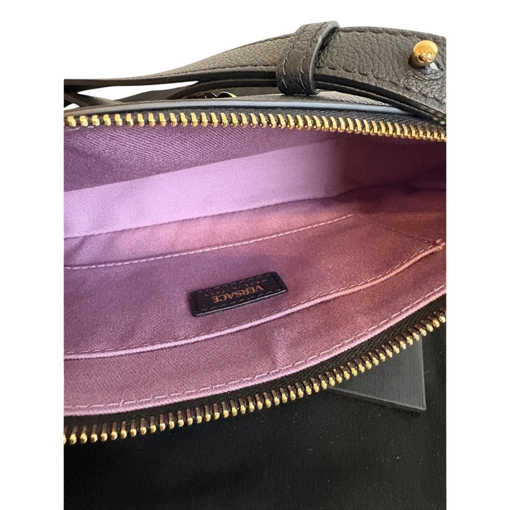Versace Grained Calfskin Medusa Shoulder Bag BlacK