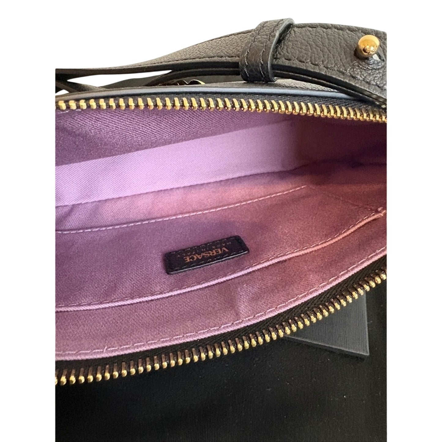 Versace Grained Calfskin Medusa Shoulder Bag BlacK