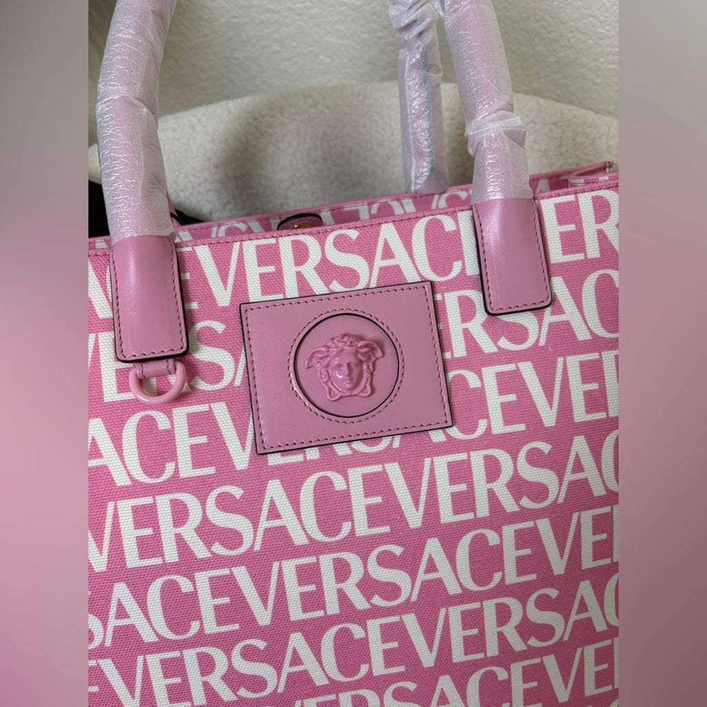 Versace All Over Logo Large Tote Bag pink