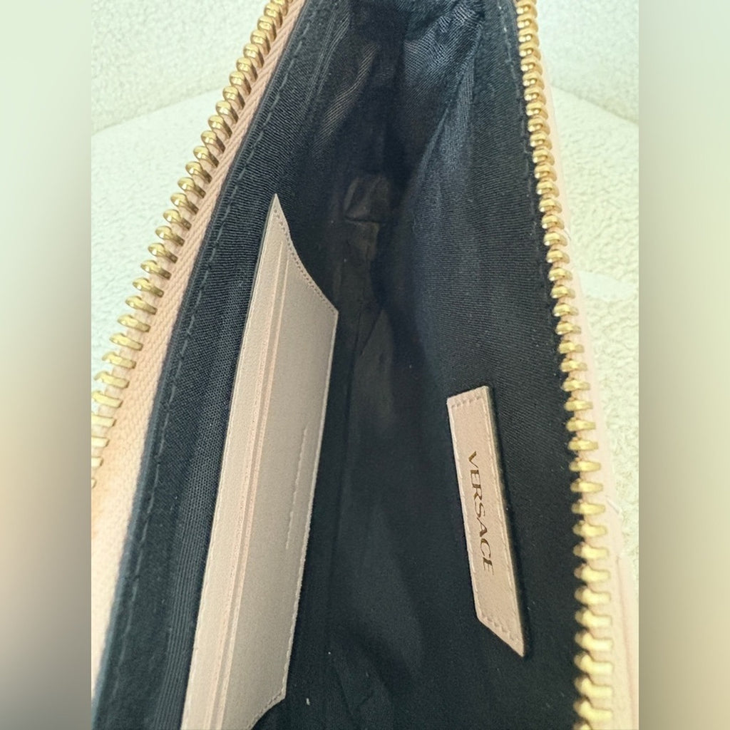 Versace Black and Pink Clutch with Gold Accents