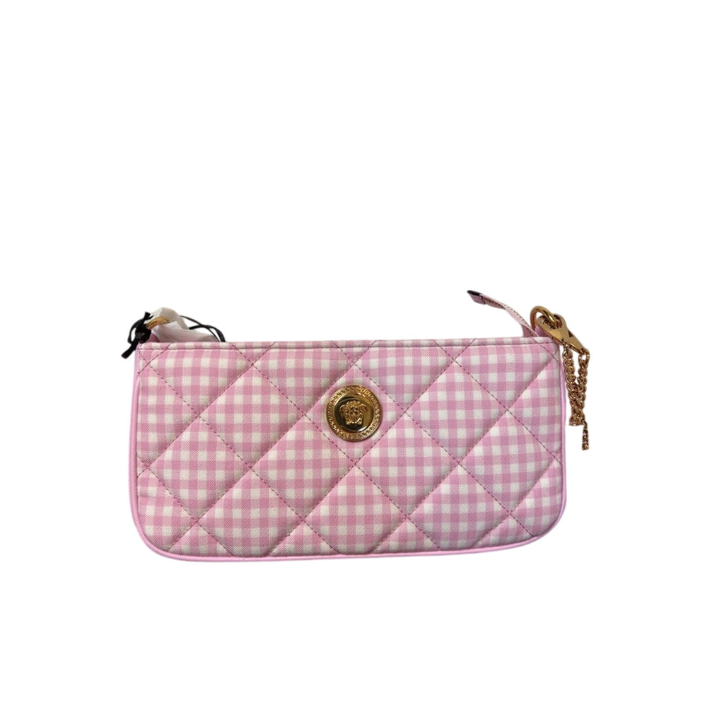 Versace Pink Shoulder Bag with Gold Emblem