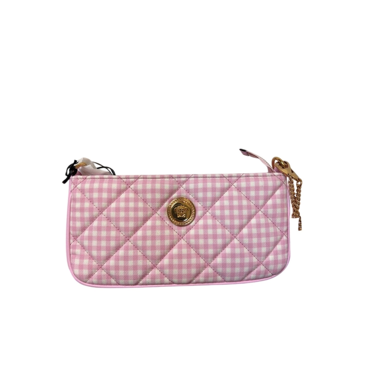 Versace Pink Shoulder Bag with Gold Emblem