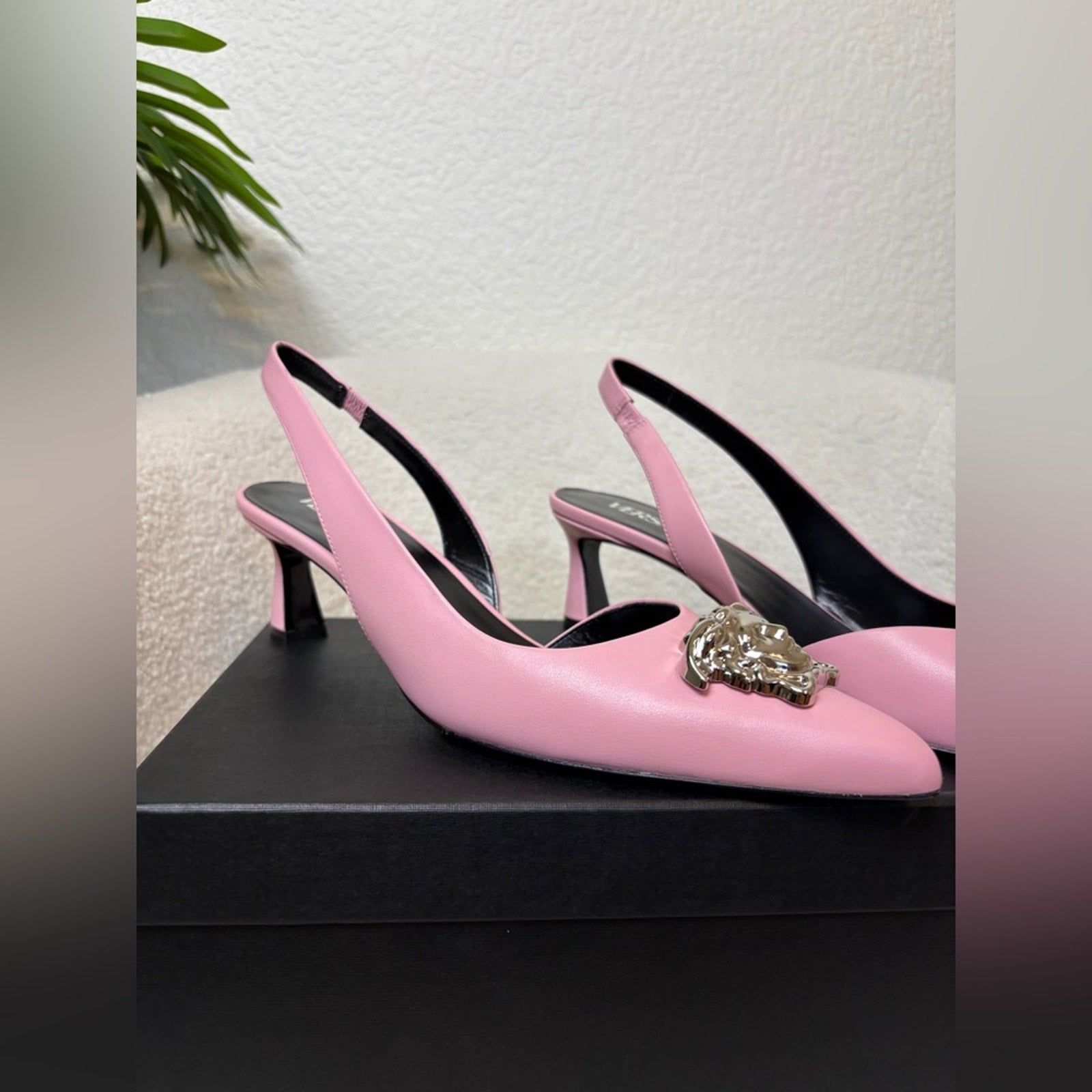 Versace Pink Medusa Women's Slingback Heels