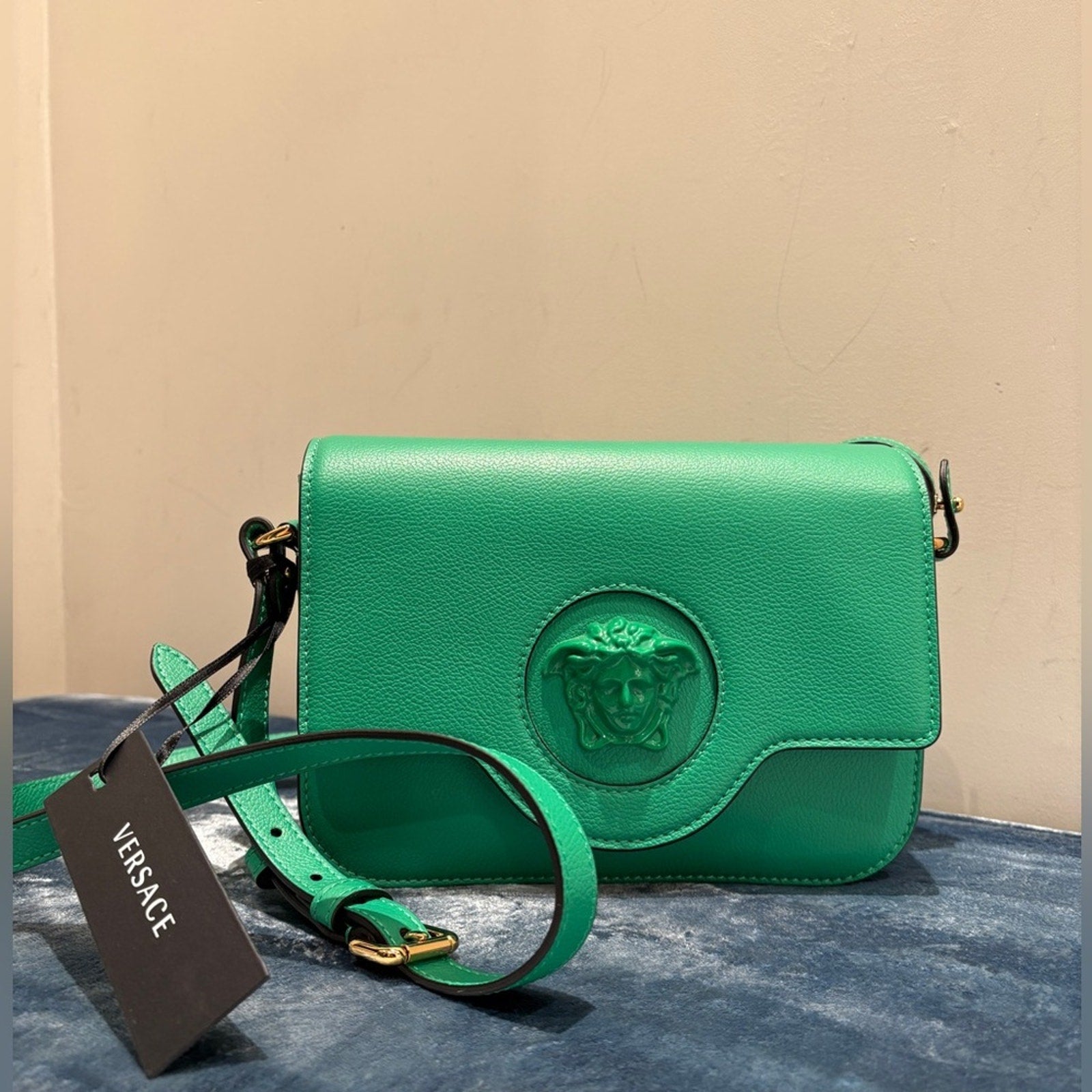 Versace Vibrant Green Crossbody Bag with Medusa NWT