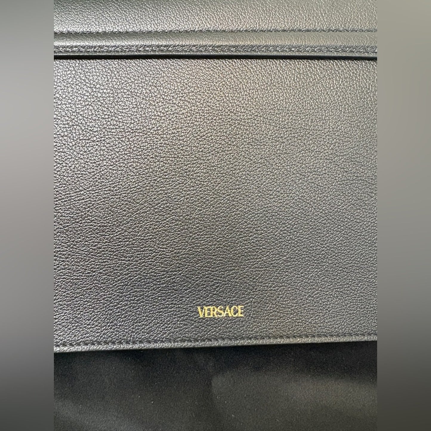 Versace Medusa flap Black Leather Handbag with crossbody strap