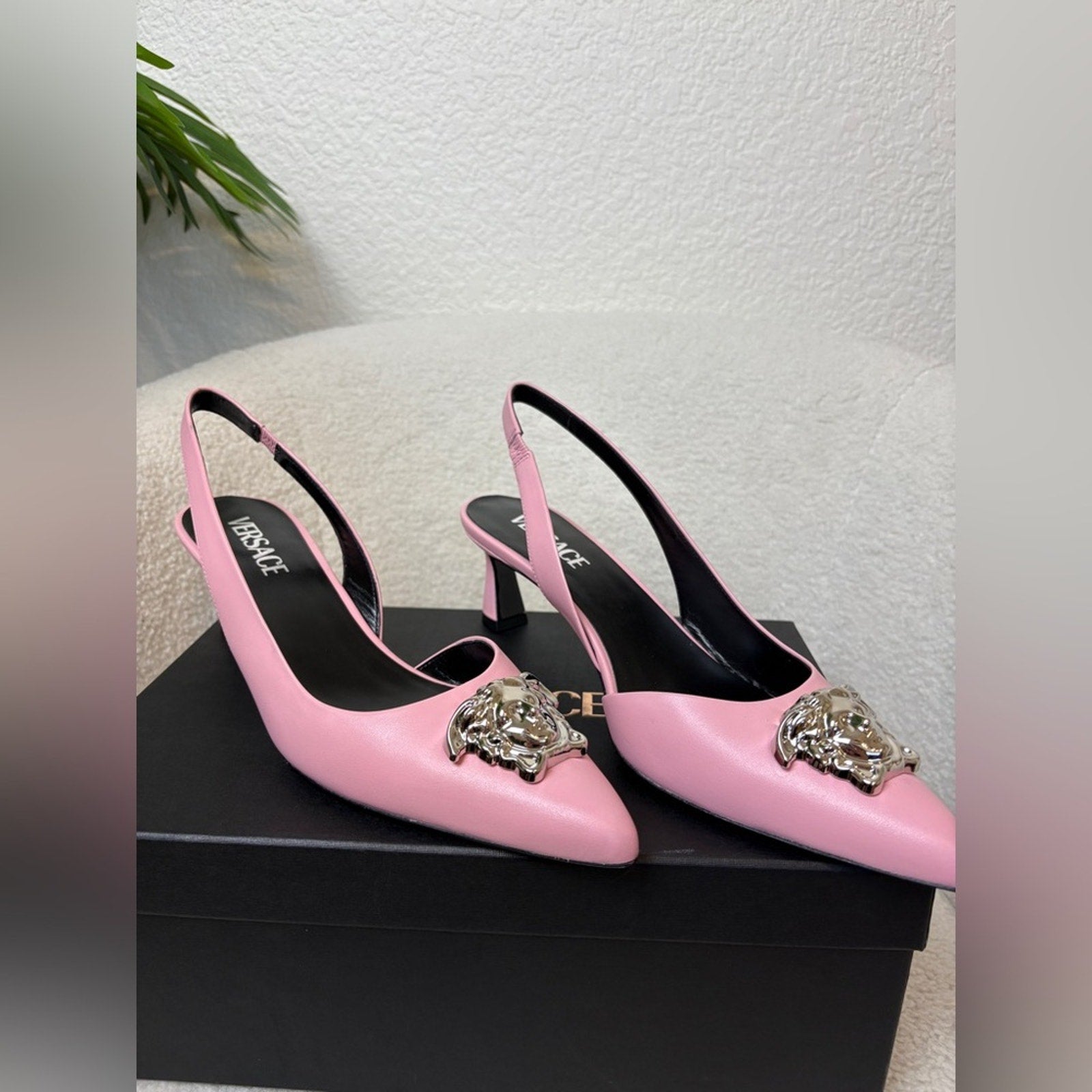 Versace Pink Medusa Women's Slingback Heels