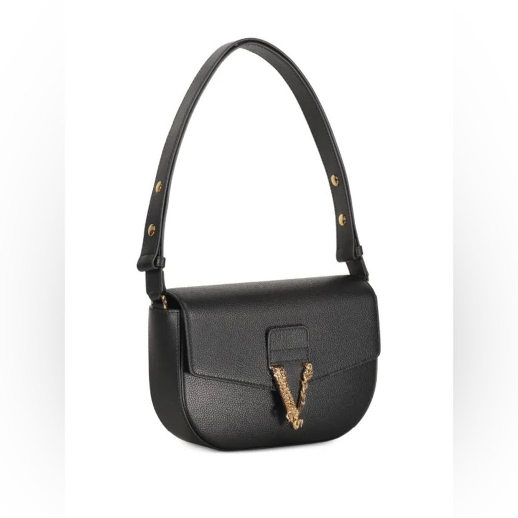 Versace Virtus Black Leather Shoulder Bag/crossbody bag  NWT