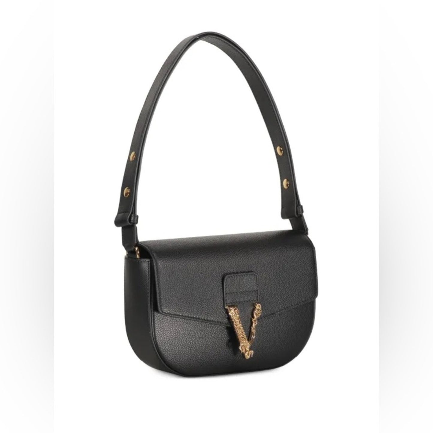 Versace Virtus Black Leather Shoulder Bag/crossbody bag  NWT