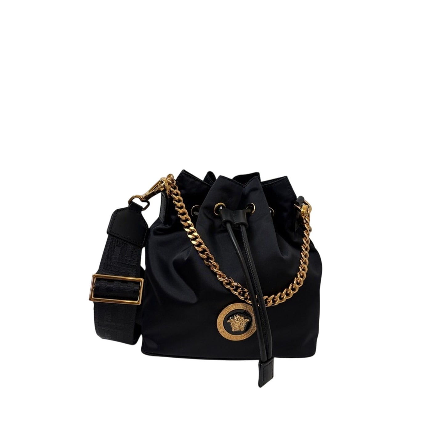 Versace Medusa Black and Gold bucket bag