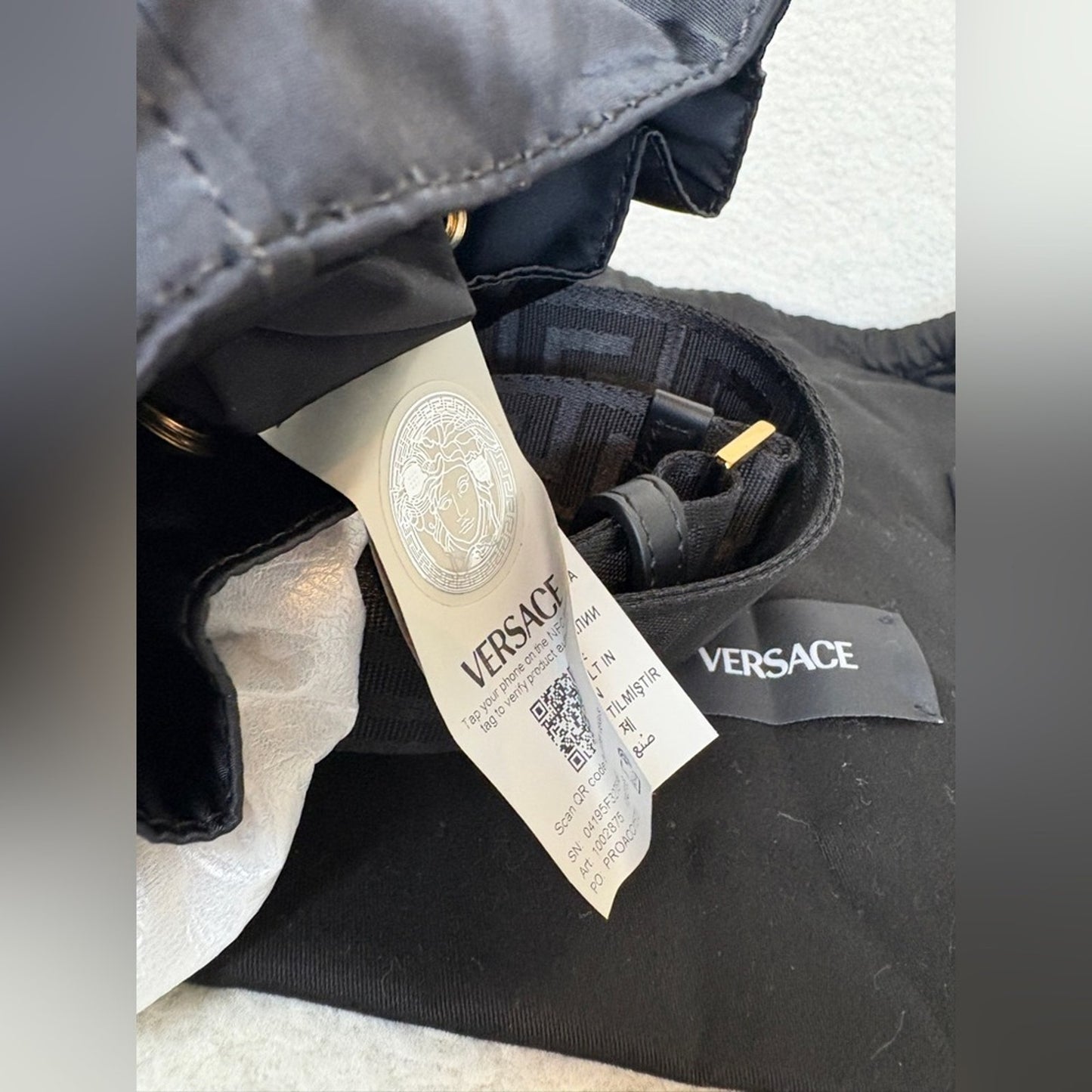 Versace Medusa Black and Gold bucket bag