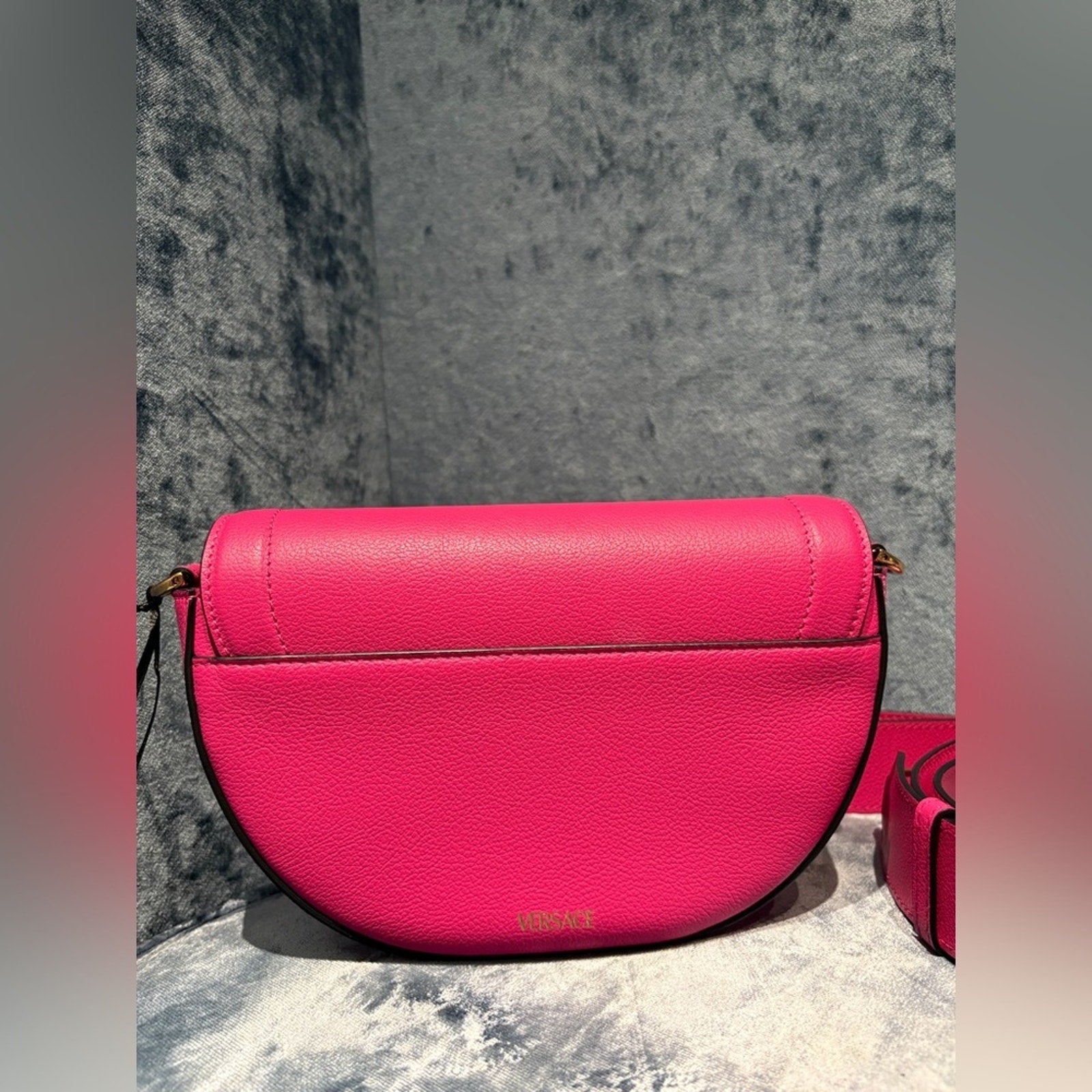 Versace Pink Medusa Leather Crossbody Bag – Gold Hardware