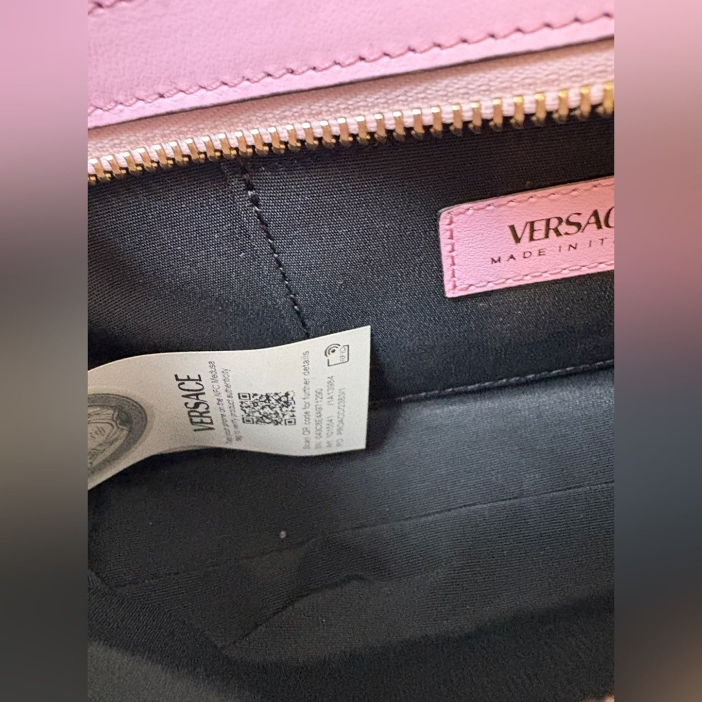 Versace Pink Shoulder Bag with Gold Emblem