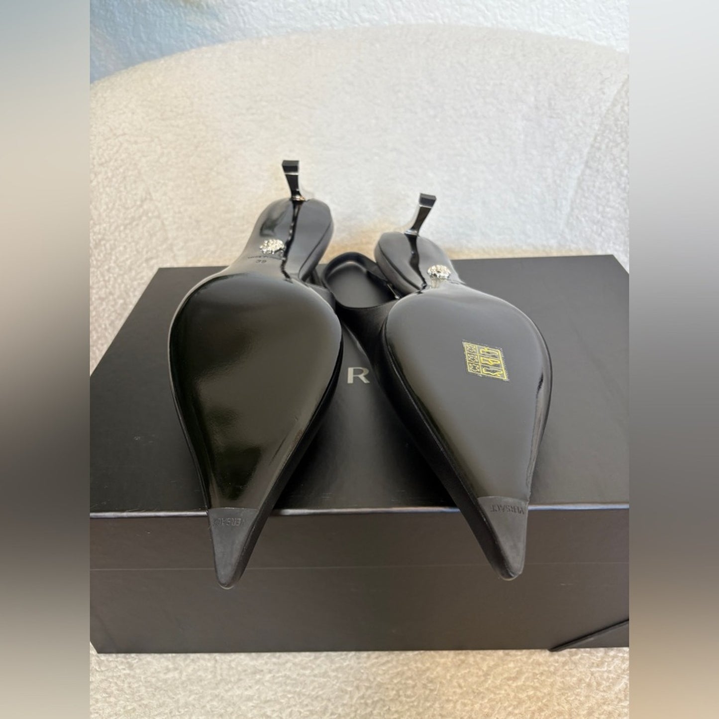 Versace Black Slingback Heels with Pointed Toe