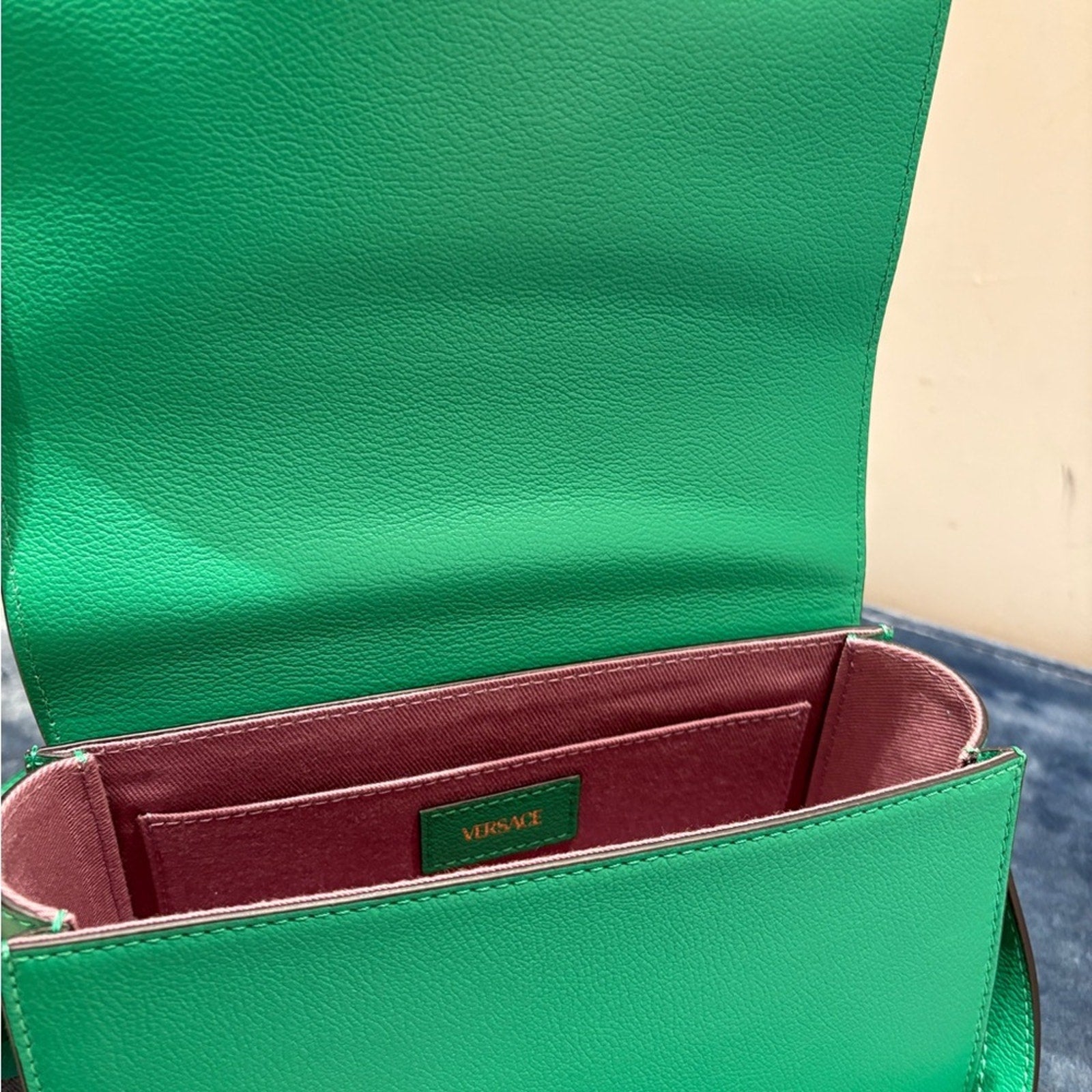 Versace Vibrant Green Crossbody Bag with Medusa NWT