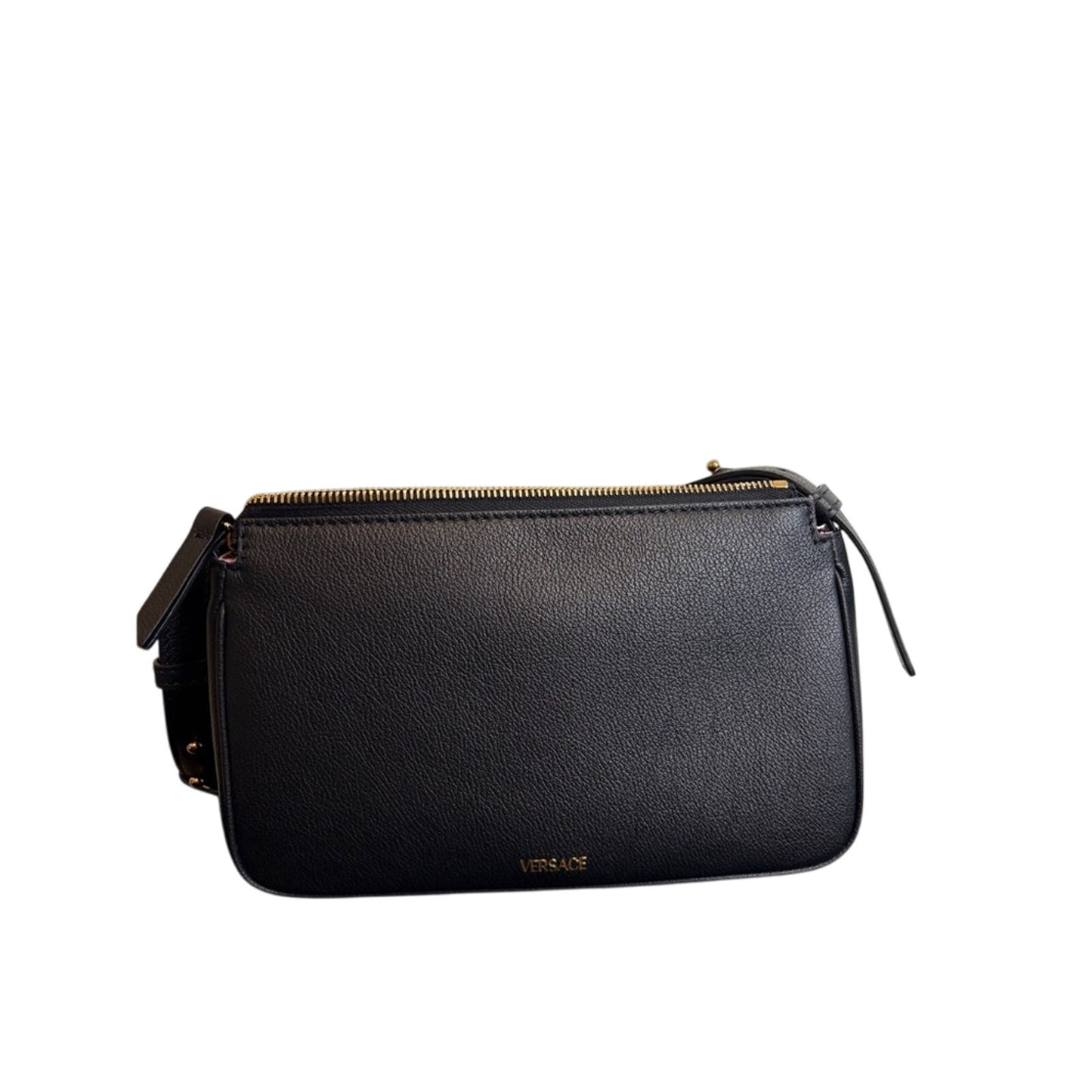 Versace Grained Calfskin Medusa Shoulder Bag BlacK