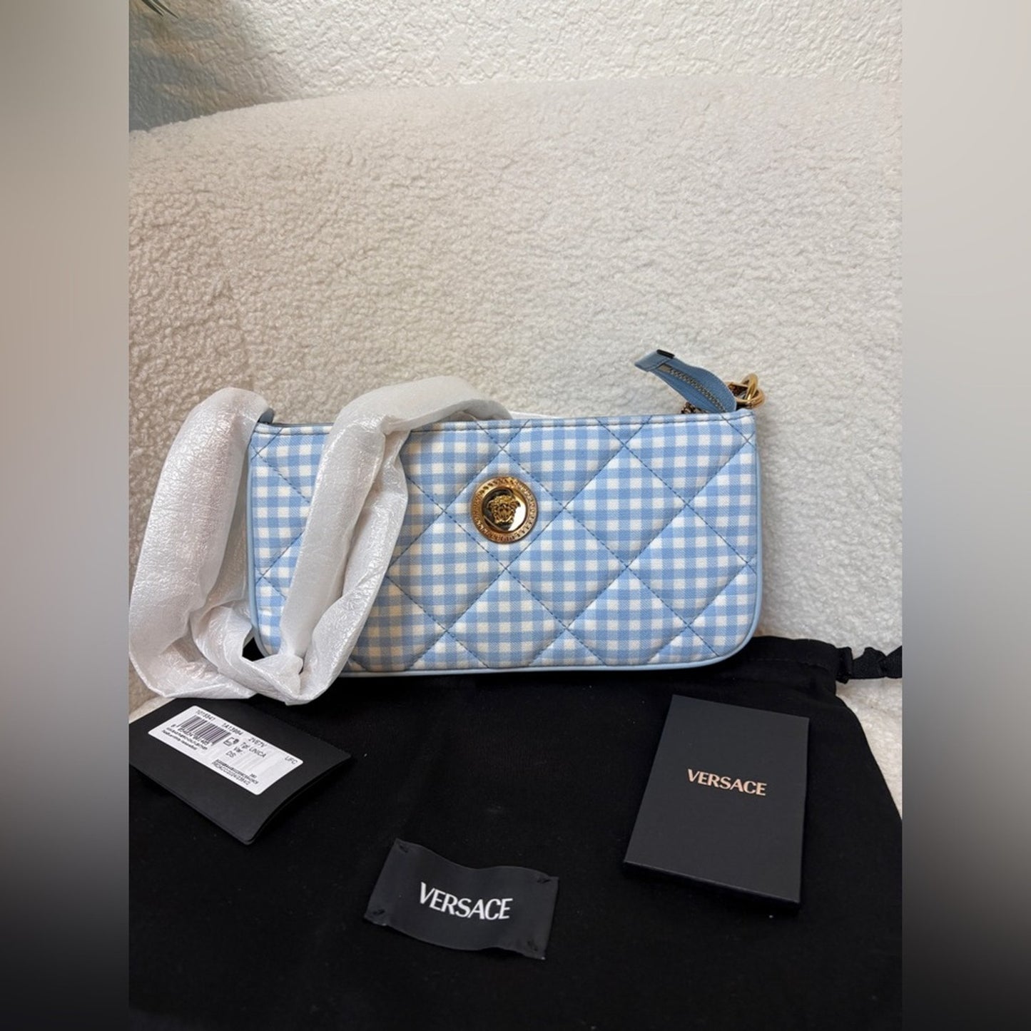 Versace Blue Checkered Women's Bag
