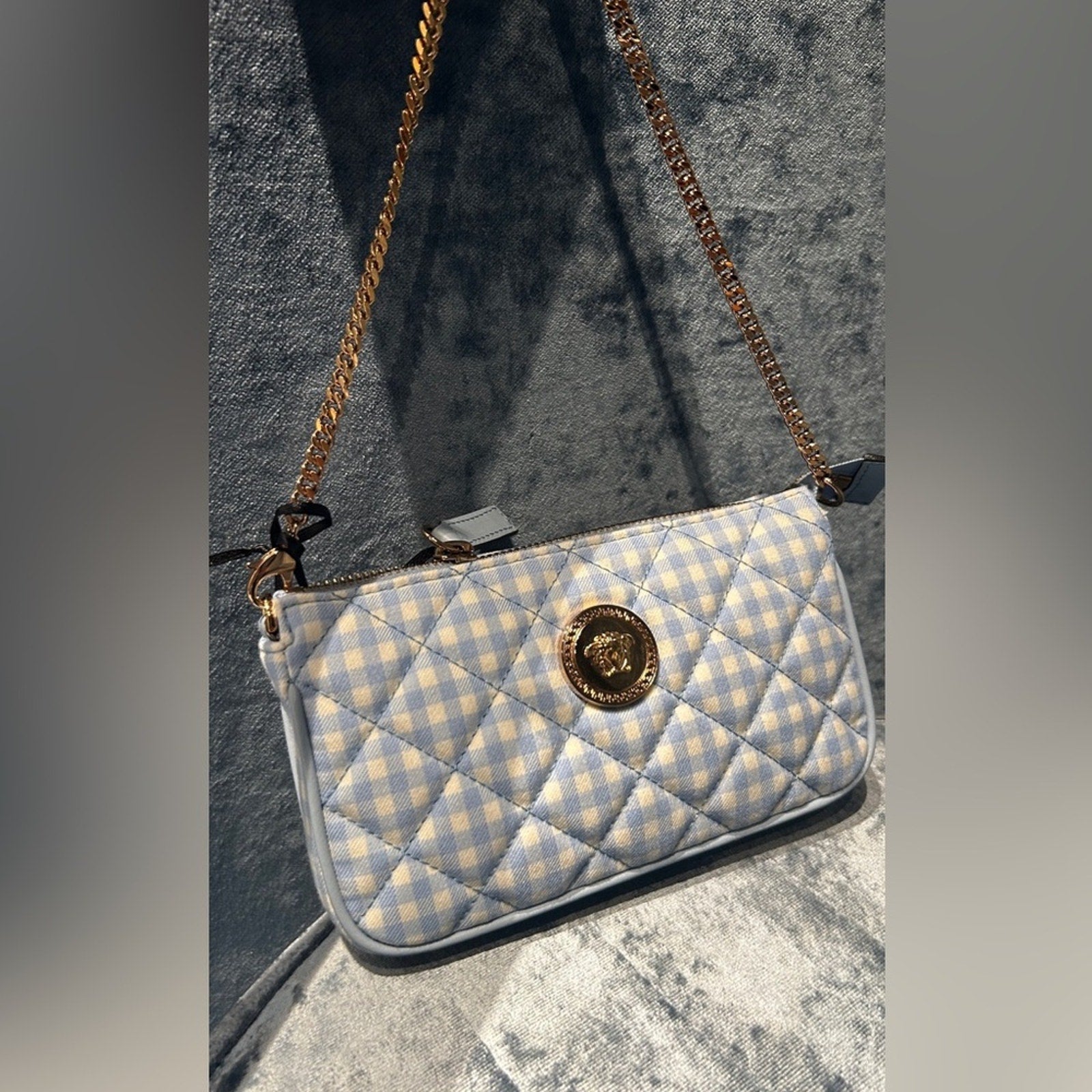 Versace Medusa Quilted Leather Red Shoulder Bag NWT Checkered Quilted Chain Bag