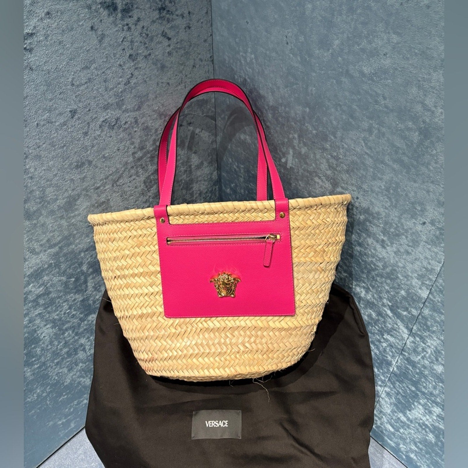 Versace Fuchsia and Natural Tote Bag