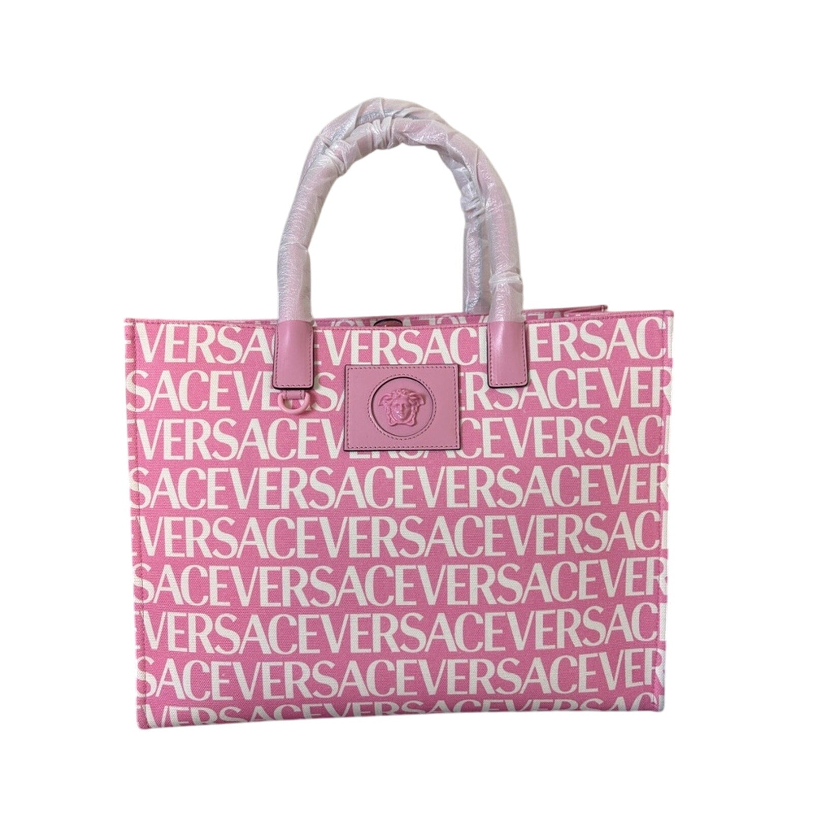 Versace All Over Logo Large Tote Bag pink