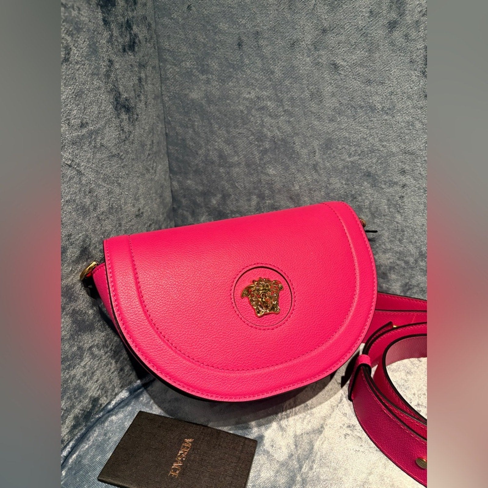 Versace Pink Medusa Leather Crossbody Bag – Gold Hardware