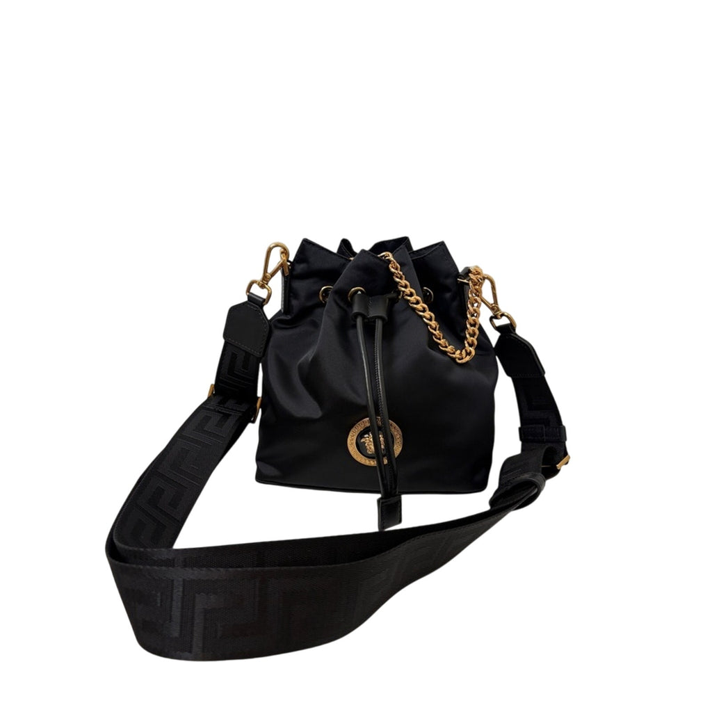 Versace Medusa Black and Gold bucket bag