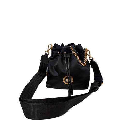 Versace Medusa Black and Gold bucket bag